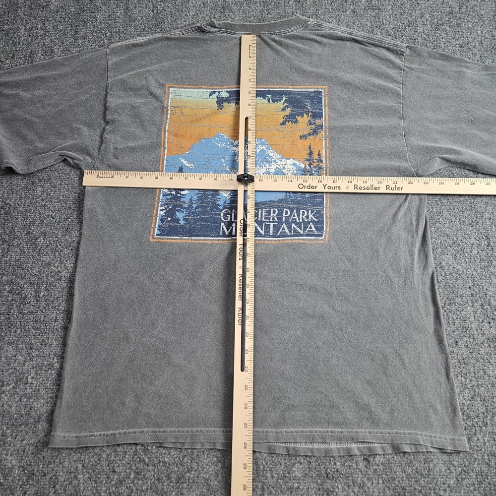 Glacier National Park Montana Long Sleeve TShirt Gray Graphic Print Outdoor Y2K - Picture 4 of 6